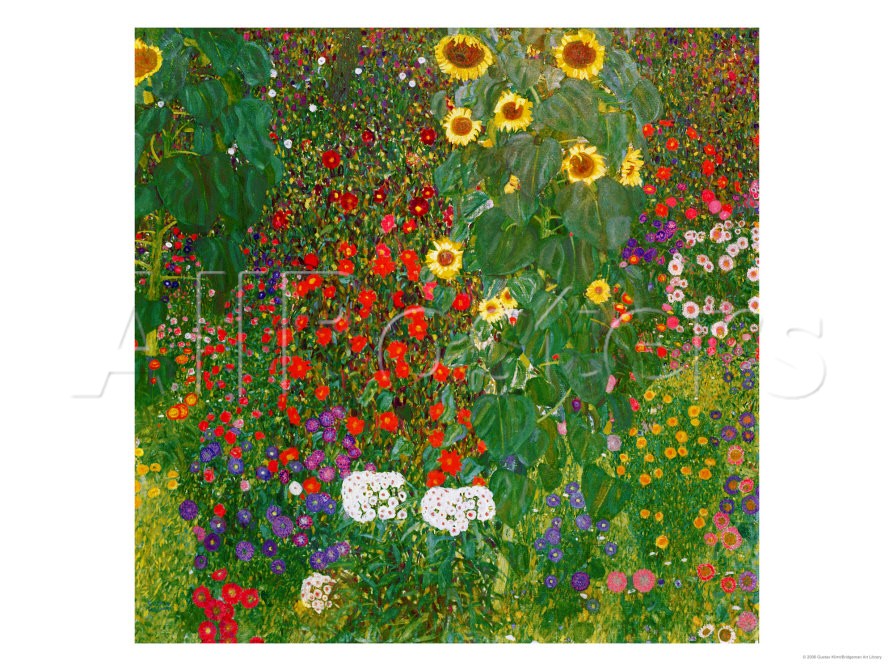 Garden with Sunflowers - Gustav Klimt Paintings